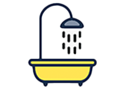 Bathroom services icon of a bathtub with a shower head