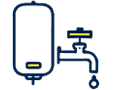 Plumbing installations icon of a water heater tank with a faucet