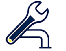 Plumbing repairs icon of a wrench and pipe